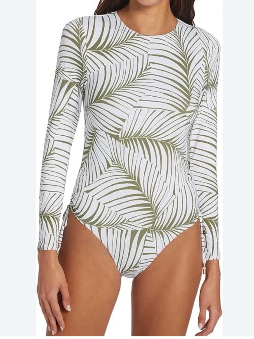 Roxy NWT$ Warm Sand Long Sleeve One Piece Swimsuit in Palm Tree Dreams Size XL